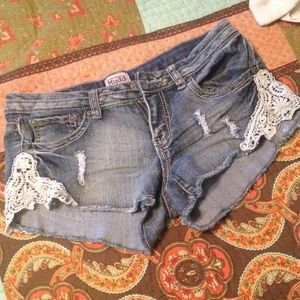 Denim shorts with lace